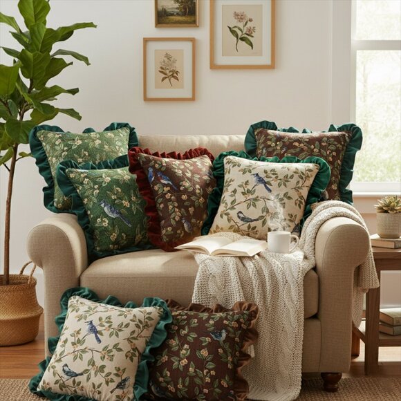 SOGA 6PC Pillowcase Set – Enchanted Garden Floral Emerald Avian Oasis Covers